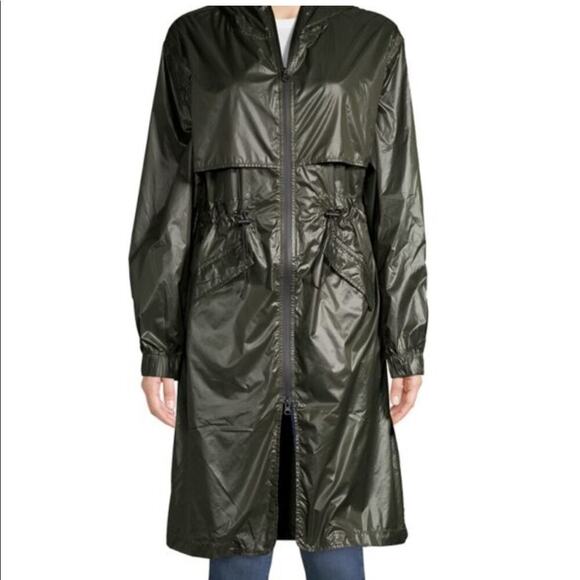 ASKYA Zip-front Windbreaker Rain Hooded Green Jacket Women’s Size X-Small NWT - Picture 1 of 8